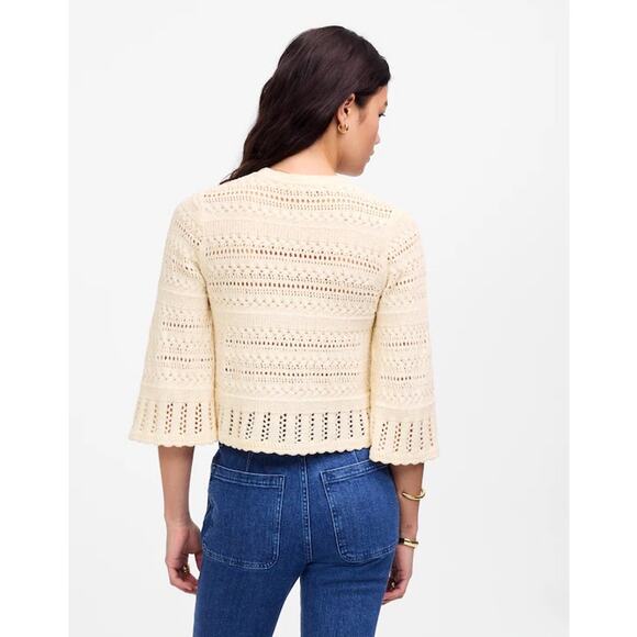 NWT Madewell Scalloped-Trim Sweater Tee In Sand Size XS - Picture 2 of 7